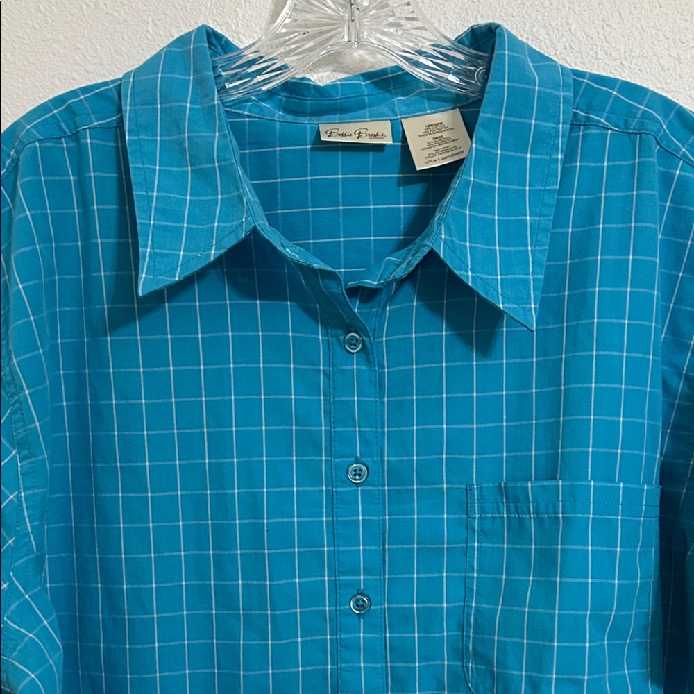 Bobbie Brooks Teal Check Camp Shirt